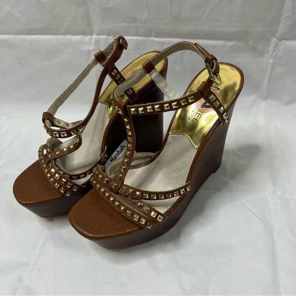 MICHAEL Michael Kors Shoes - New MICHAEL Michael Kors Brown Gold Wedge Sandals